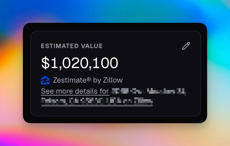Nino property card showing an estimated value with Zestimate attribution from Zillow